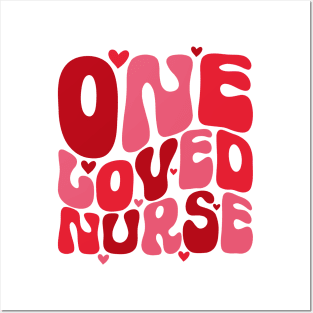 Retro One Loved Nurse Valentines Day Posters and Art